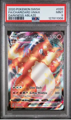 Pokemon 2020 Sword & Shield Darkness Ablaze Charizard VMAX #20 PSA 9 MINT - Image 1