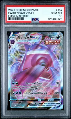 2021 POKEMON SWORD & SHIELD FUSION STRIKE #157 FULL ART/GENGAR VMAX PSA 10 - Image 1