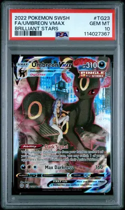 2022 POKEMON SWORD & SHIELD BRILLIANT STARS #TG23 FULL ART/UMBREON VMAX PSA 10 - Image 1