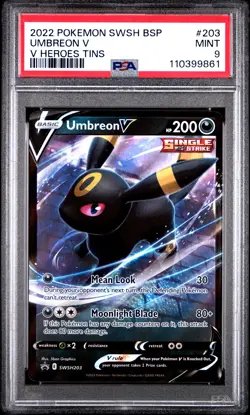 2022 POKEMON SWSH BLACK STAR PROMO V HEROES TINS #203 UMBREON V PSA 9 - Image 1