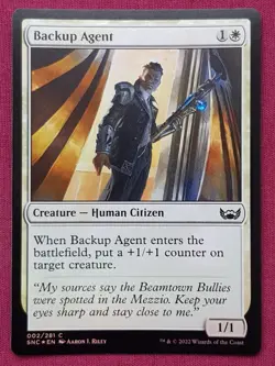 Magic The Gathering STREETS OF NEW CAPENNA FOIL BACKUP AGENT white card MTG - Image 1