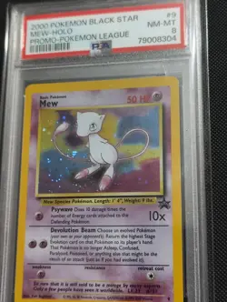 Pokemon 2000 Mew #9 WOTC Black Star Promo Holo PSA 8 NM-MT Fart Swirl - Image 1