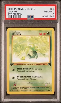 2000 POKEMON ROCKET 1ST EDITION #63 ODDISH PSA 10 - Image 1