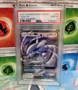 2018 POKEMON SUN & MOON LOST THUNDER #159 LUGIA GX PSA 10 - Image 1