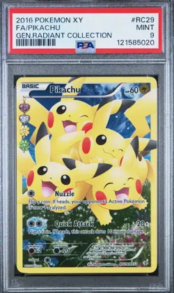 2016 POKEMON XY GENERATIONS RADIANT COLLECTION #RC29 FULL ART/PIKACHU PSA 9 - Image 1