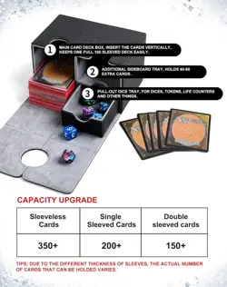 Card Deck Box for MTG Commander Deck, Double Deck Box With Dice Tray Holds 200+ - Image 3