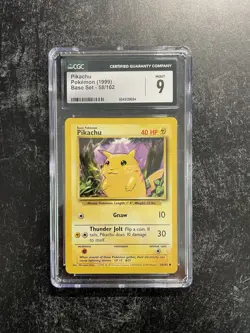 CGC 9 Base Set Pikachu Non-Holo Pokemon Card 58/102 WOTC 1999 - Image 1