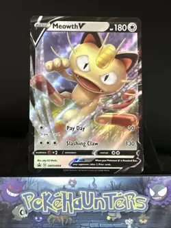 Pokemon Card Meowth V SWSH004 Black Star Promo Ultra Rare Holo NM - Image 1