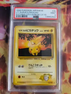 Pokemon Card Lt. Surge's Pikachu Vintage Rare Japanese Gym heroes 1998 PSA 9 - Image 2