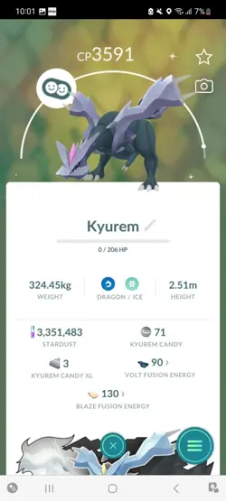 Pokemon Go Shiny Legendary Kyurem ( High CP ) - Image 1