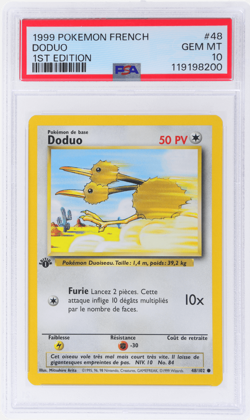 1999 Pokemon Base French Doduo 1st Edition #48 PSA 10 - Image 1
