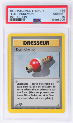 1999 Pokemon Base Set French Pokemon Flute 1st Edition #86 PSA 10 - Image 1