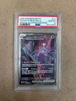 2025 POKEMON DRI SPECIAL ILLUSTRATION RARE #231 TEAM ROCKET'S MEWTWO EX PSA 10 - Image 1