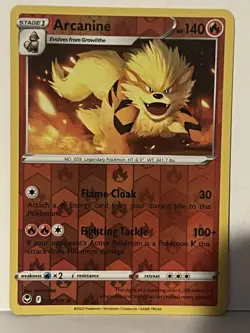 Arcanine Reverse Holo 020/195 SWSH12: Silver Tempest NM Pokemon Fast Ship - Image 1