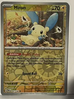 Minun - Reverse Holo 061/182 SV04: Paradox Rift NM Pokemon Fast Ship - Image 1
