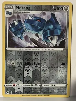 Metang Reverse Holo 090/159 Crown Zenith NM Pokemon Fast Ship - Image 1
