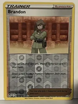 Brandon Reverse Holo 151/195 SWSH12: Silver Tempest NM Pokemon Fast Ship - Image 1