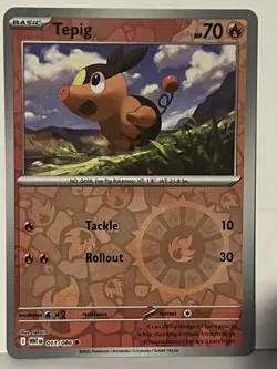 Tepig Reverse Holo 011/086 SV: White Flare NM Pokemon Fast Ship - Image 1