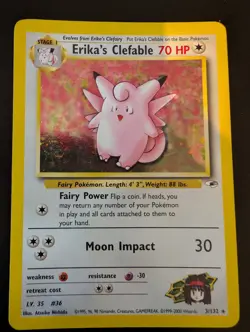 Pokemon TCG Card 3/132 Erika’s Clefable Gym Heroes Vintage Holo NM/LP - Image 1