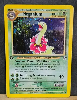 POKEMON 1ST EDITION MEGANIUM HOLO M-NM UNPLAYED Neo Genesis 11/111 CLEAN - Image 1