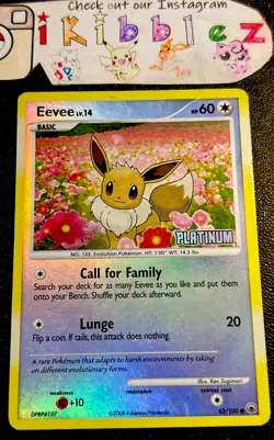 Eevee 62/100 MP Reverse Holo Print Line Platinum Stamp Burger King Pokemon Promo - Image 1