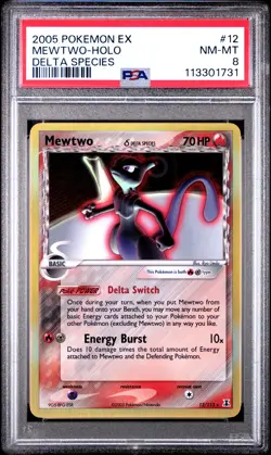2005 POKEMON EX DELTA SPECIES #12 MEWTWO-HOLO PSA 8 - Image 1