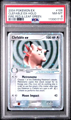 2004 POKEMON EX FIRE RED & LEAF GREEN #106 CLEFABLE EX-HOLO PSA 8 - Image 1