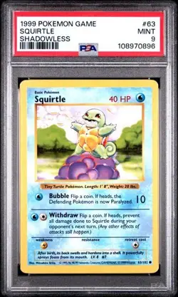 Shadowless Wartortle PSA 8 & Squirtle PSA 8/9 - Base Set Pokemon Card - Image 1