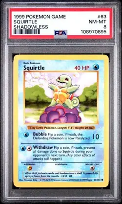 Shadowless Wartortle PSA 8 & Squirtle PSA 8/9 - Base Set Pokemon Card - Image 2