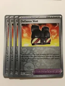 Pokemon Card Paradox Rift 4x Playset Reverse Holo Defiance Vest 162/182 NM - Image 1