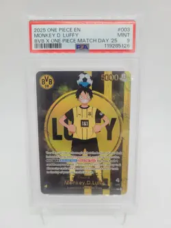 Bvb x One Piece PSA 9 Monkey D Luffy Promo Card ST13-003 Matchday 25 Dortmund - Image 1
