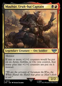 MTG Mauhur, Uruk-hai Captain Lord of the Rings Uncommon Card #0194 Unplayed - Image 1