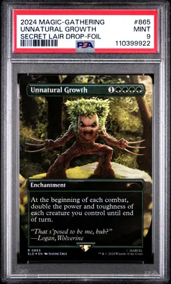 2024 MTG SECRET LAIR DROP FOIL #865 UNNATURAL GROWTH PSA 9 - Image 1