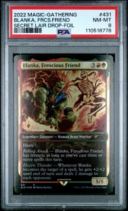 2022 MTG SECRET LAIR DROP FOIL #431 BLANKA, FEROCIOUS FRIEND PSA 8 - Image 1