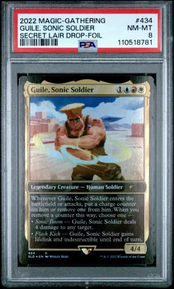 2022 MTG SECRET LAIR DROP FOIL #434 GUILE, SONIC SOLDIER PSA 8 - Image 1