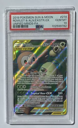 Pokemon 2019 Rowlet & Alolan Exeggutor GX Unified Minds FA PSA 10 LOW POP - Image 2
