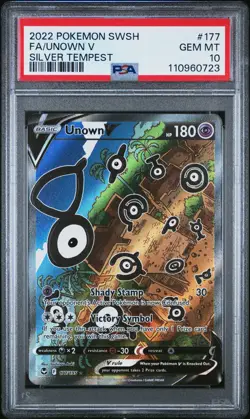 2022 POKEMON SWORD & SHIELD SILVER TEMPEST #177 FULL ART/UNOWN V PSA 10 - Image 1