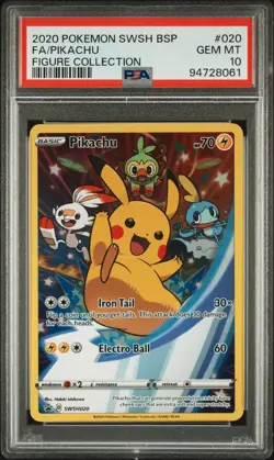 2020 POKEMON SWSH BLACK STAR PROMO FIGURE COLLECTION FULL ART/PIKACHU PSA 10 - Image 1