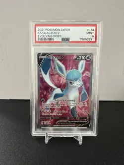 2021 Pokemon Glaceon V Full Art #174 PSA 9 Mint Evolving Skies SWSH Sword Shield - Image 1