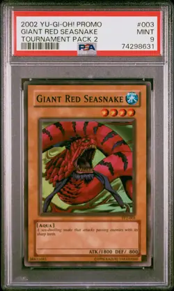 2002 Yugioh PSA 9 Giant Red Seasnake TP2-003 SUPER RARE Promo Tournament Pack 2 - Image 1
