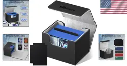 Waterproof Card Deck Box for 100+ Double-Sleeved Cards - Classic Black - Image 2