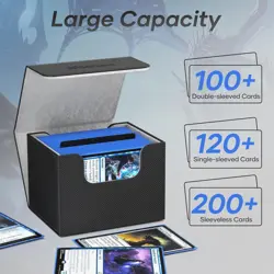 Waterproof Card Deck Box for 100+ Double-Sleeved Cards - Classic Black - Image 5