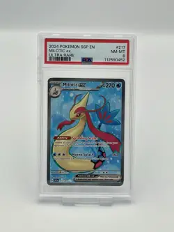 Pokemon TCG Milotic ex 217/191 2024 Surging Sparks Ultra Rare Card - PSA 8 - Image 1