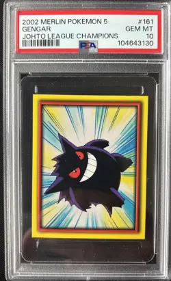 2002 Pokemon Merlin 5 Johto League Champions Gengar Sticker #161 - PSA 10- POP 1 - Image 1