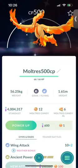 Pokemon Go shiny Legendary Galerian Moltres - Image 1