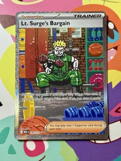 TCG Pokemon English SIR Lt. Surge's Bargain 185/132 Me01: Mega Evolution Holo - Image 1