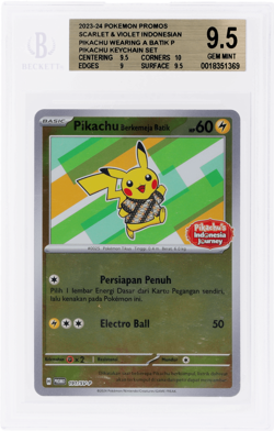 2023 Pokemon Scarlet and Violet Promo Indonesian Pikachu A Batik Shirt BGS 9.5 - Image 1