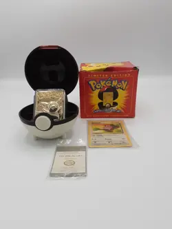 23K Gold Plated - Pokemon PIKACHU Trading Card Ball w/ Damaged Box - Image 1