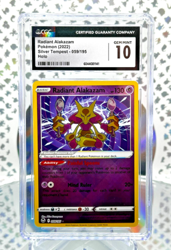 CGC 10 Radiant Alakazam 059/195 Silver Tempest Shiny/Radiant Rare Pokemon Card - Image 1