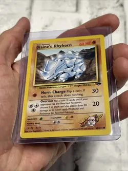 Pokemon Blaine's Rhyhorn 65/132 Unlimited Pokemon Gym Challenge NM Common Card - Image 2